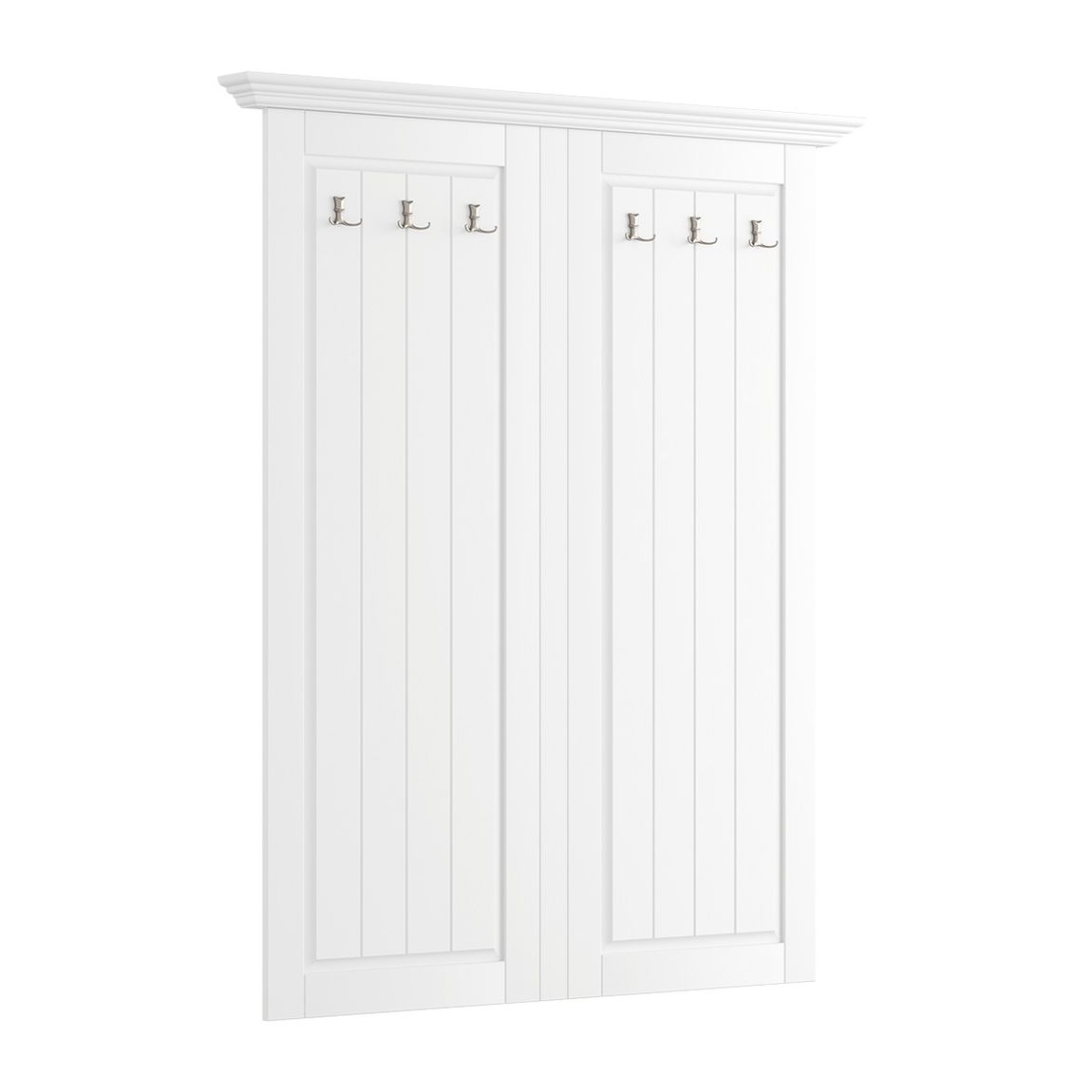 Belluno Elegante Massivholz Garderobenpanel Weiß