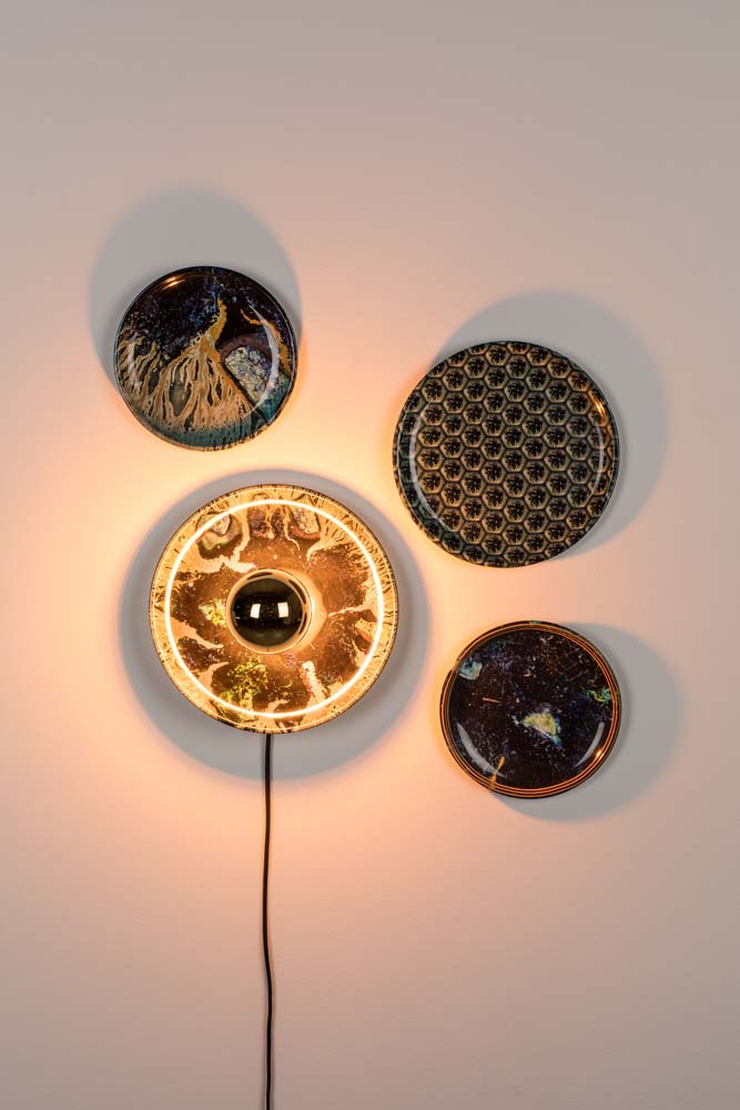 NO FOOD HERE 4-er Set Wandleuchten E27 Hexagon