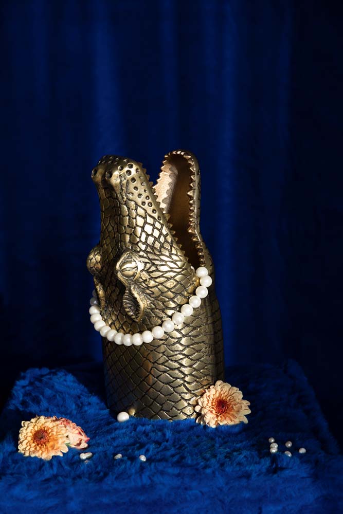2x SEE YOU LATER ALLIGATOR Vase Gold