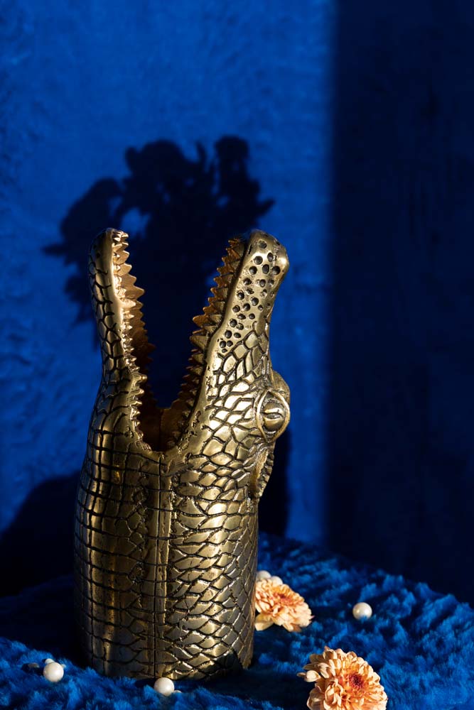 2x SEE YOU LATER ALLIGATOR Vase Gold