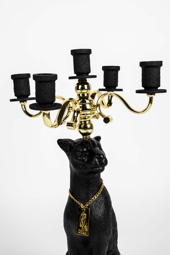 PROUDLY CROWNED PANTHER Kerzenhalter Schwarz