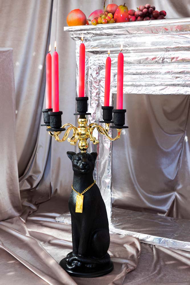 PROUDLY CROWNED PANTHER Kerzenhalter Schwarz