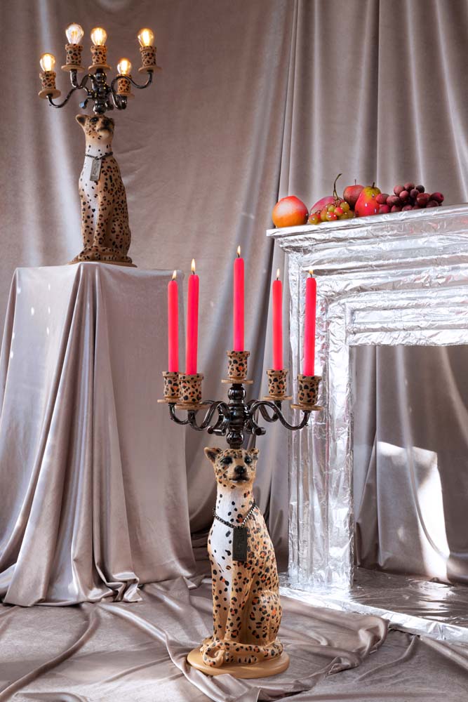 PROUDLY CROWNED PANTHER Kerzenhalter Beige
