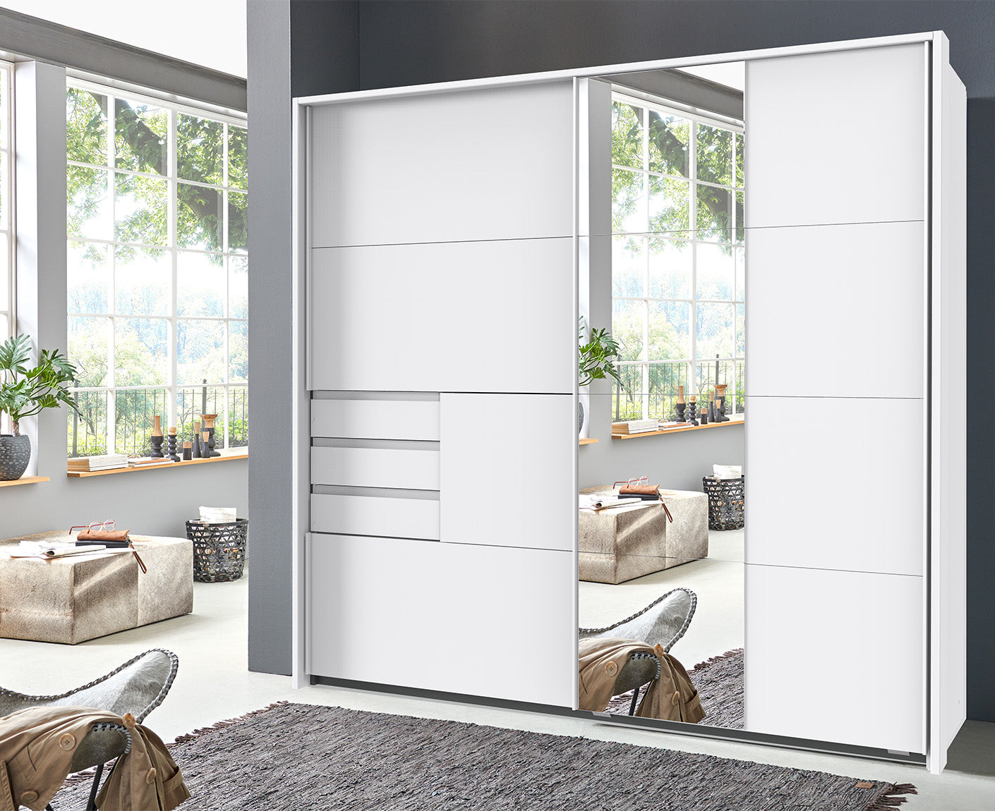 Bamberg Kleiderschrank Schwebetürenschrank mit Spiegel 2-türig 180 cm