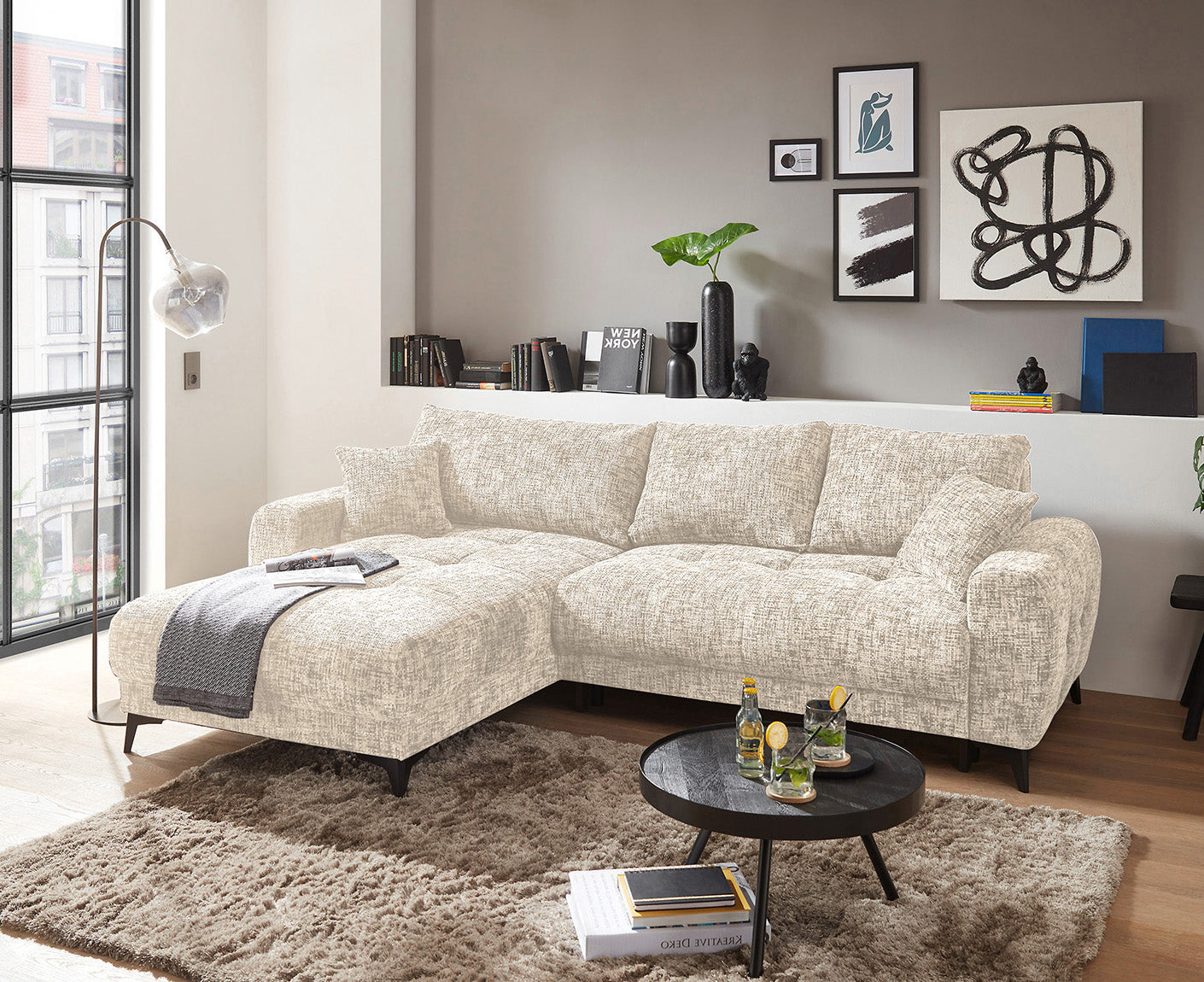 Belluno Ecksofa 281 x 189 cm, mit Schlaffunktion & Bettkasten