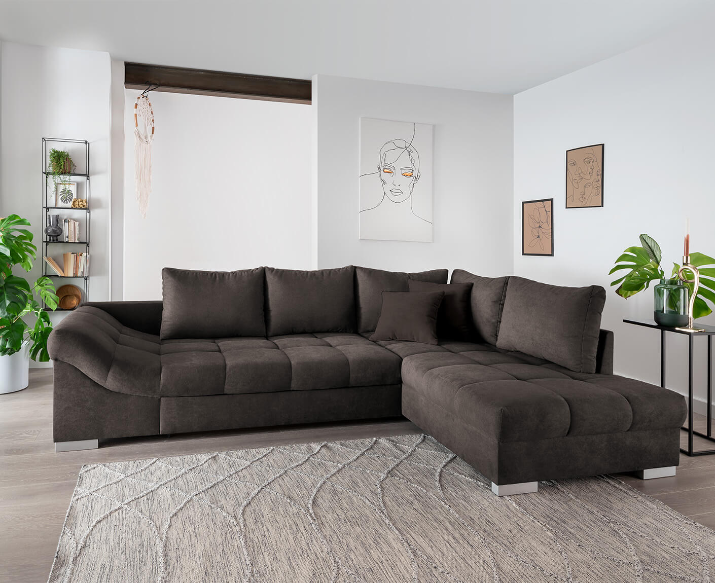 Altamura Ecksofa 298 x 202 cm, mit ausziehbarer Liegefläche, Mango