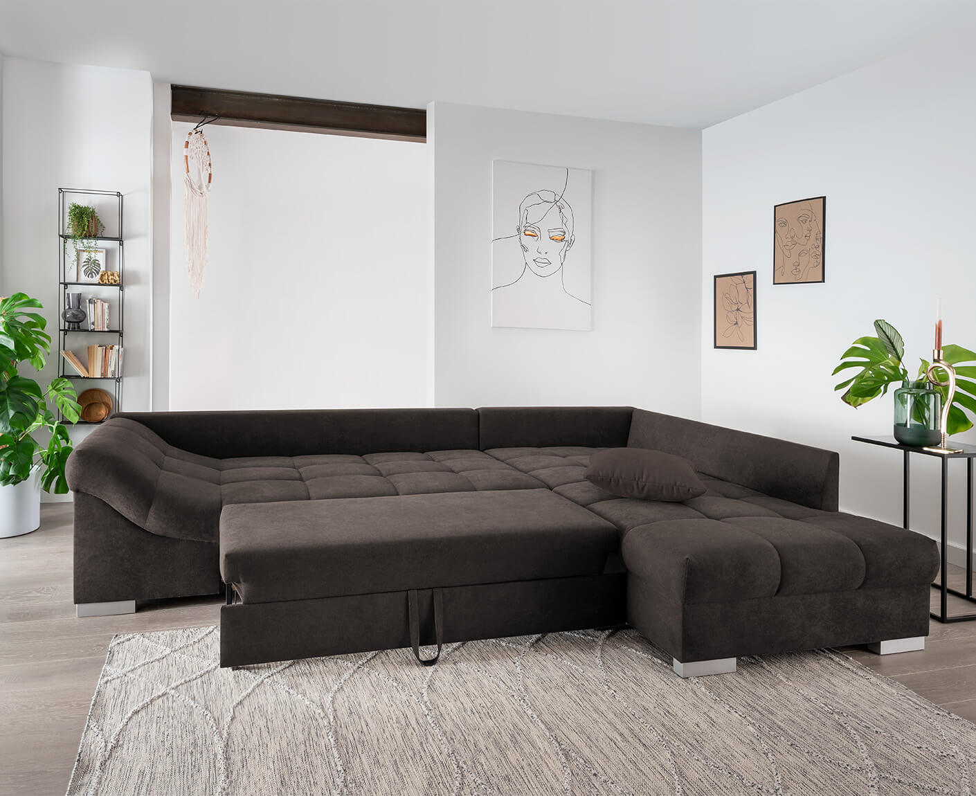 Altamura Ecksofa 298 x 202 cm, mit ausziehbarer Liegefläche, Mango