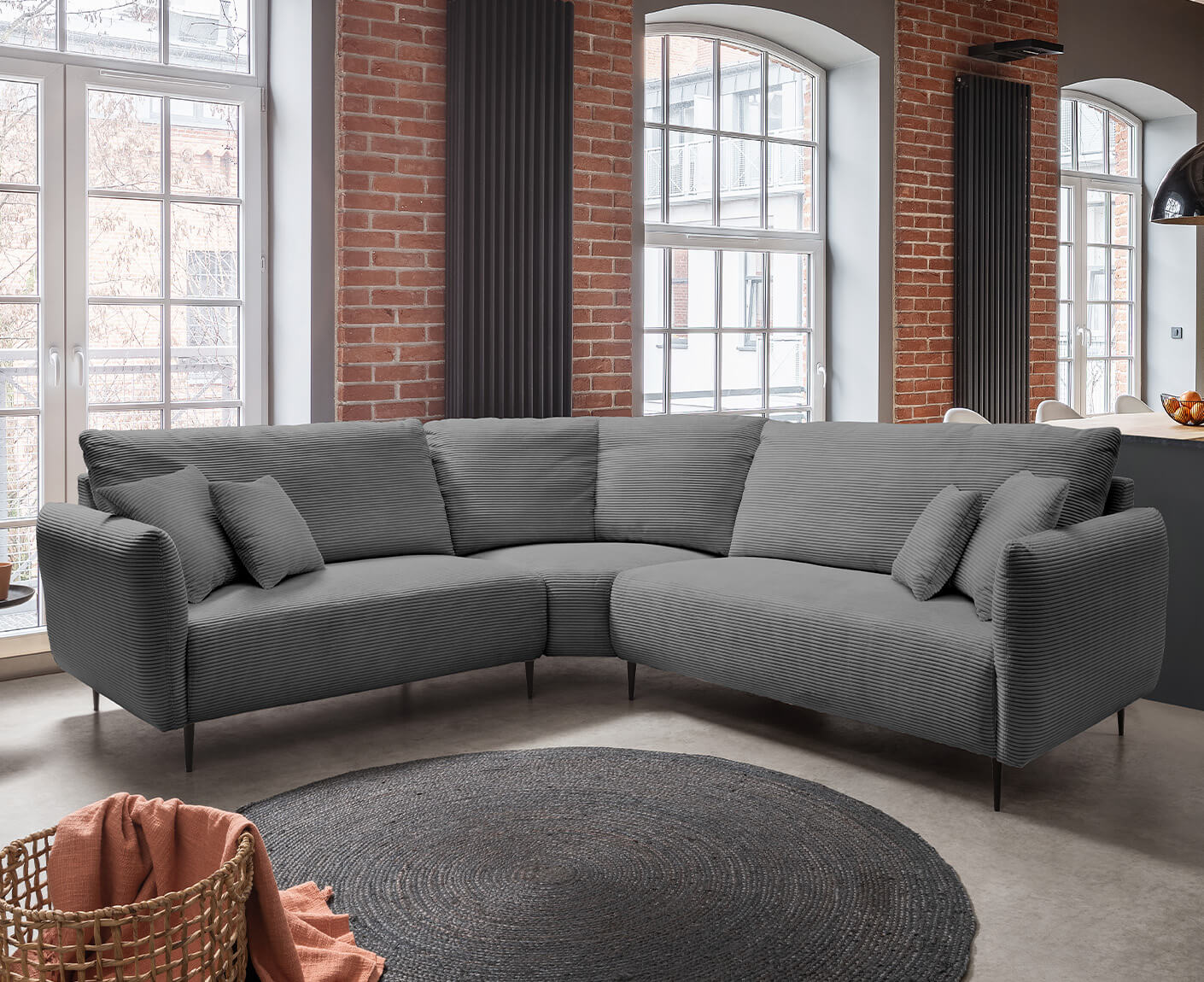 Viterbo Ecksofa 256-269 x 256-269 cm, mit Trapezecke, Cord