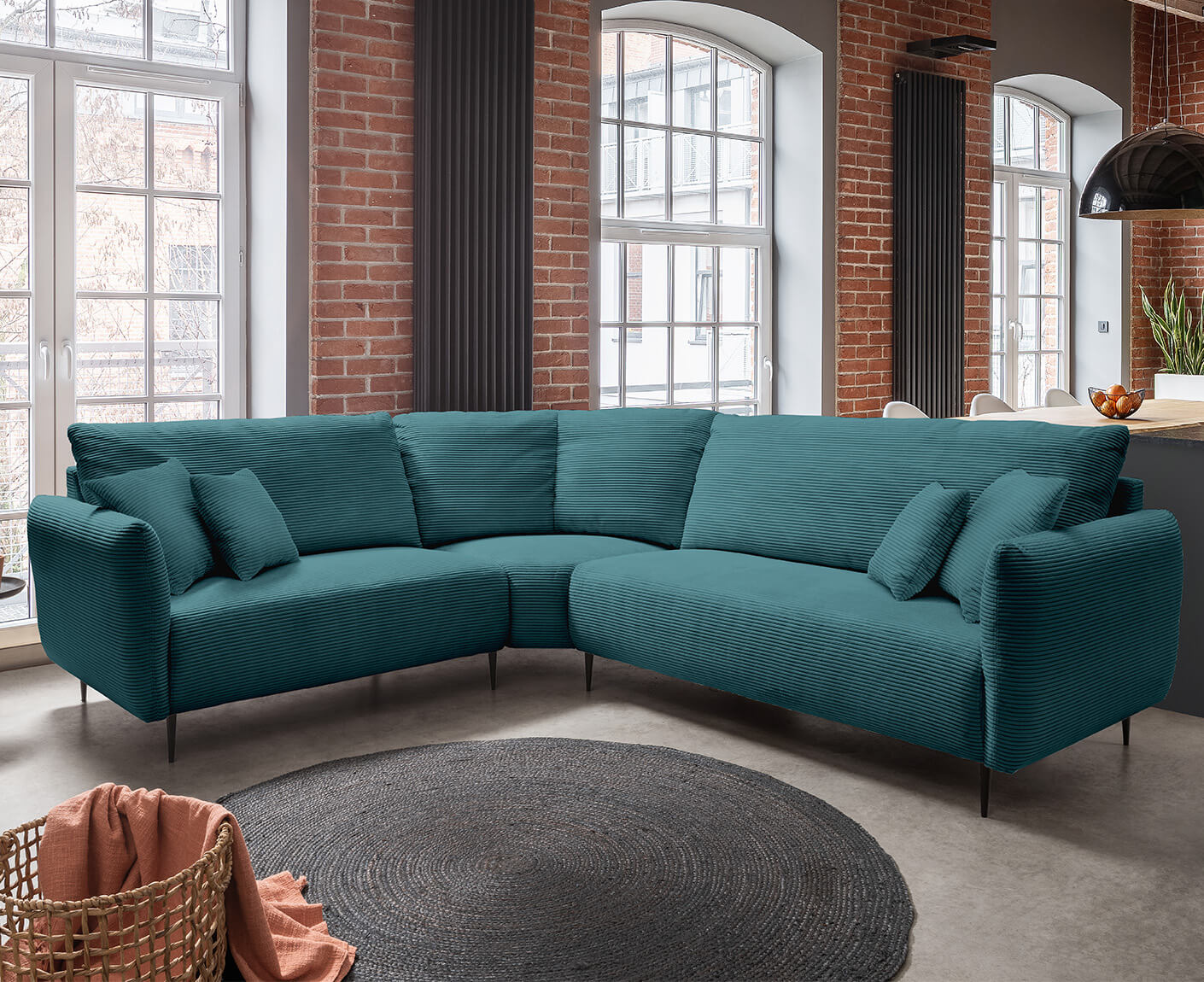 Viterbo Ecksofa 256-269 x 294-307 cm, mit Trapezecke, Cord