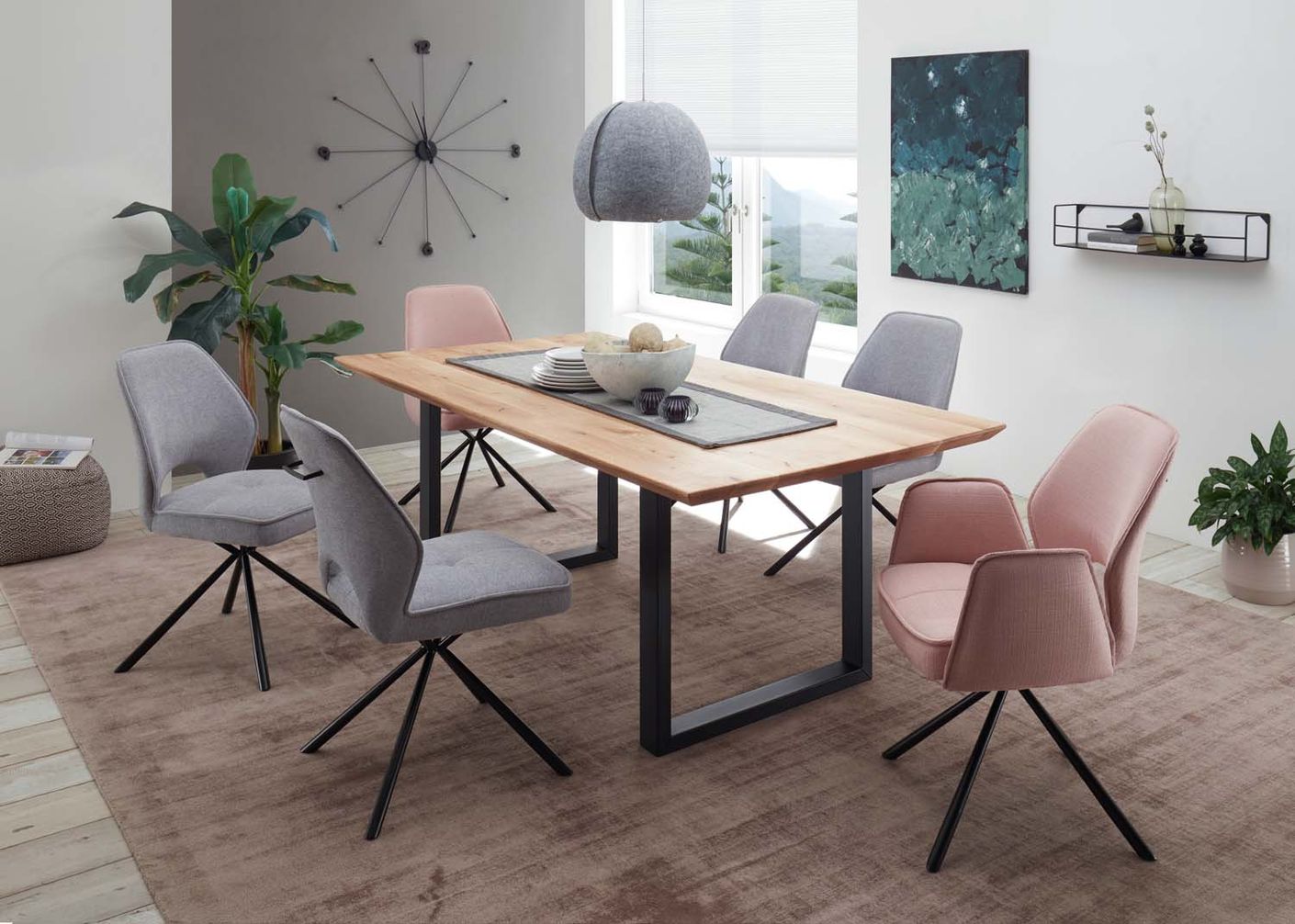 Nele Stuhl 2er-Set, 180° Drehbar Grau