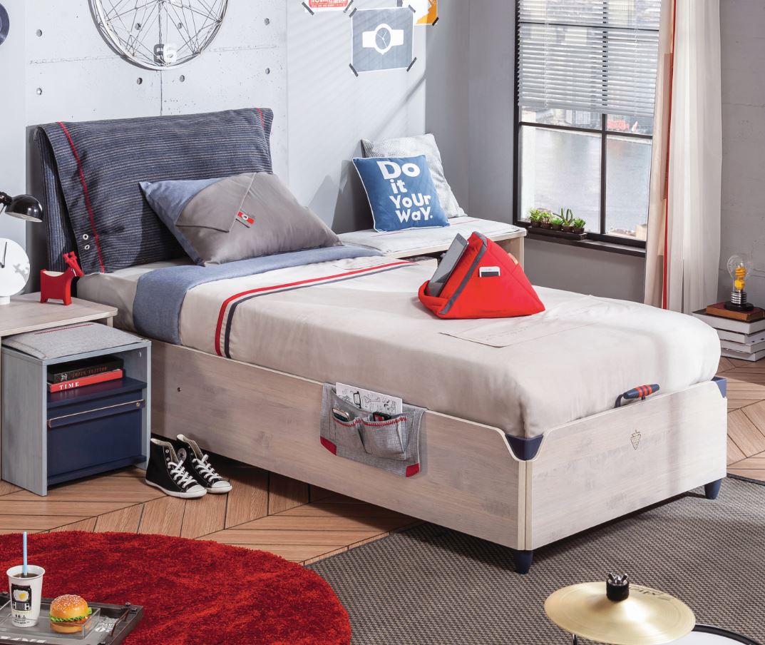 Cilek TRIO Kinderbett mit Bettkasten 100x200cm Jugendbett Holz White-Wash
