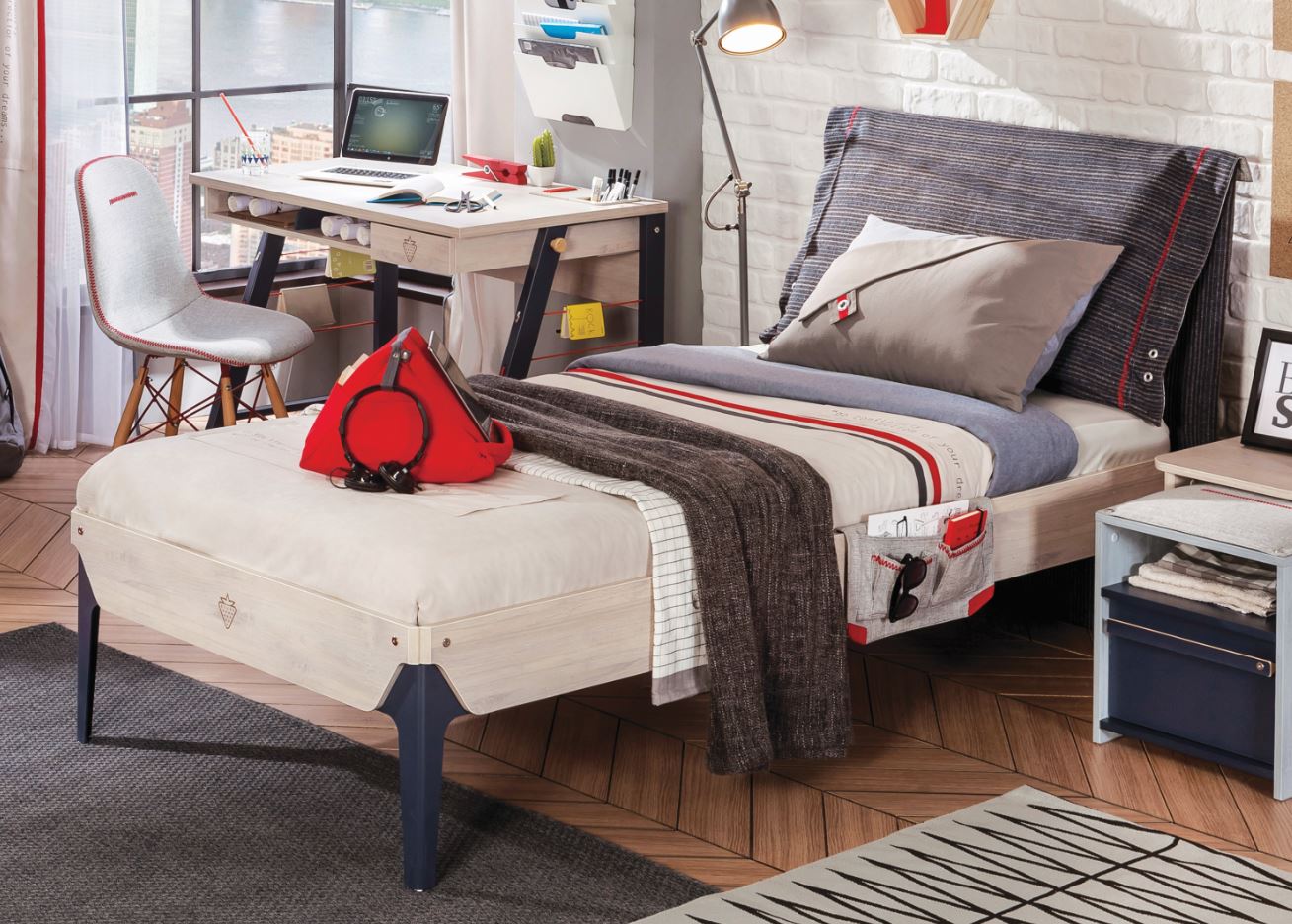 Cilek TRIO Kinderbett Bett 100x200cm Jugendbett Holz White-Wash