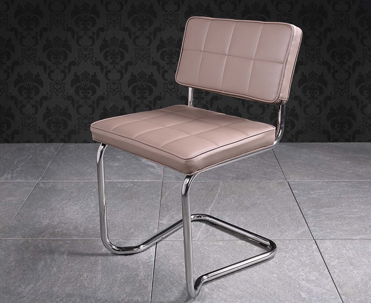 Bollo Freischwinger Kunstleder Grau / Verchromt