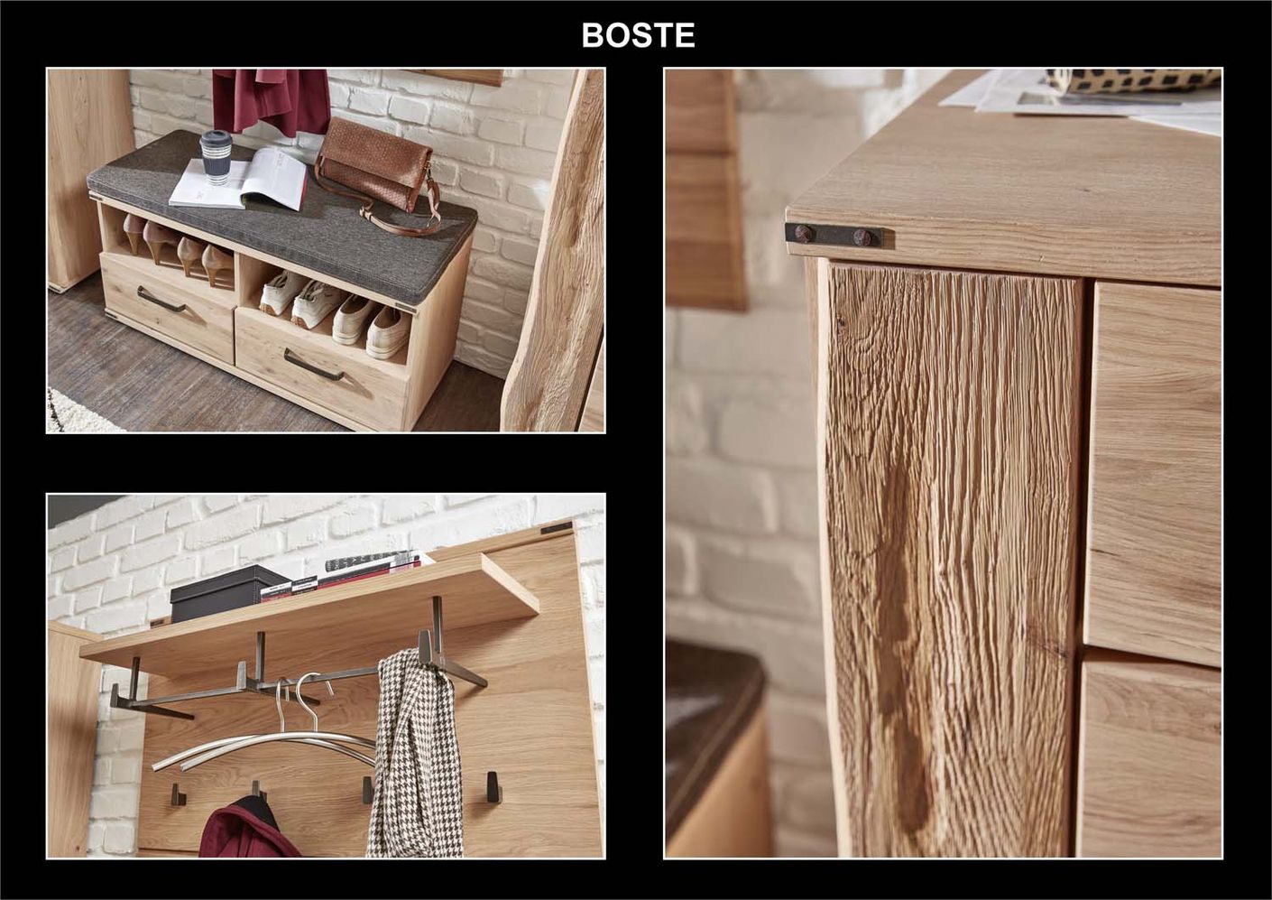 Boste Garderobenschrank fertig montiert Wildeiche massiv