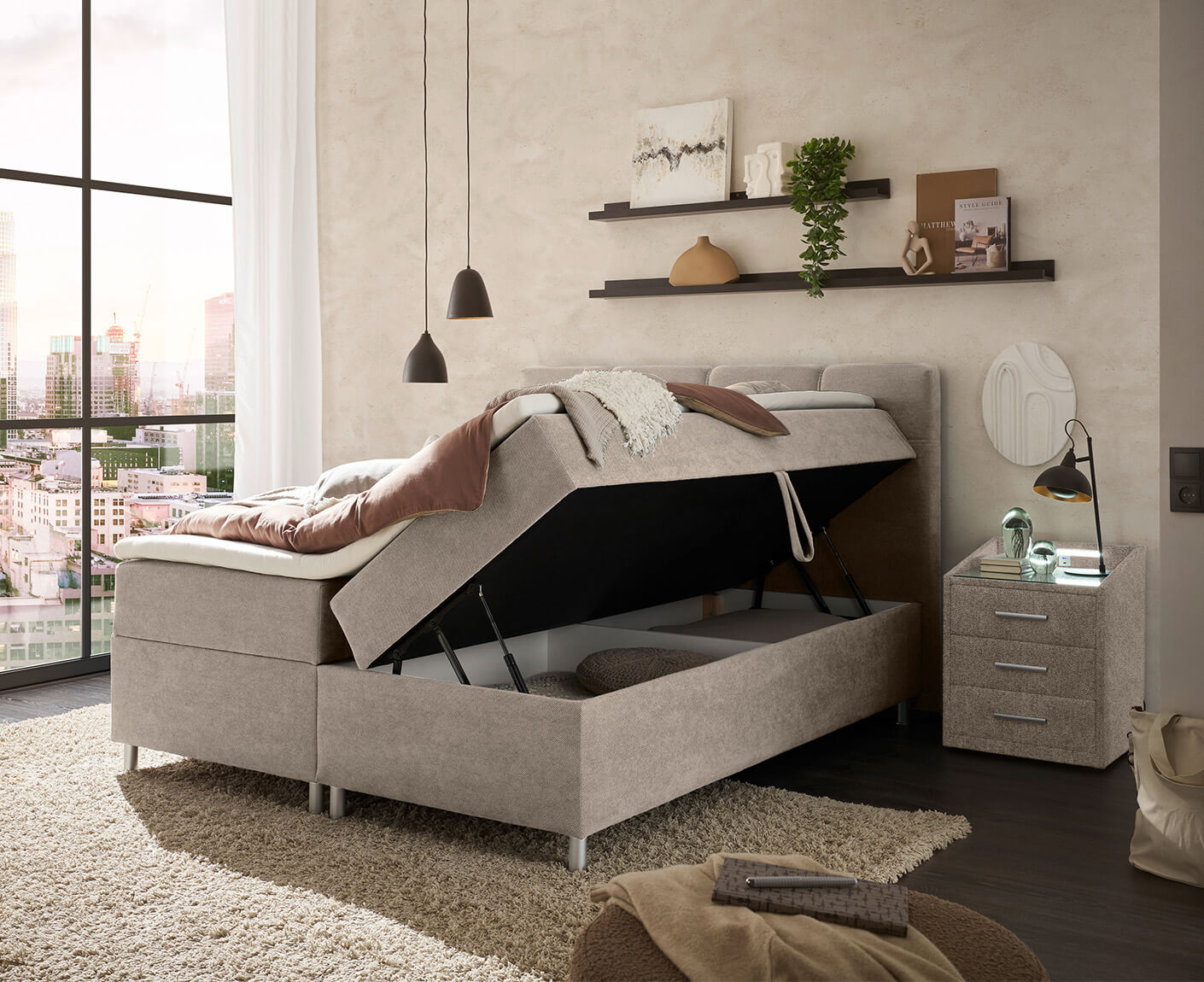 Brixton Boxbett / Polsterbett inkl. Bettkasten 160x200 - 180x200 cm