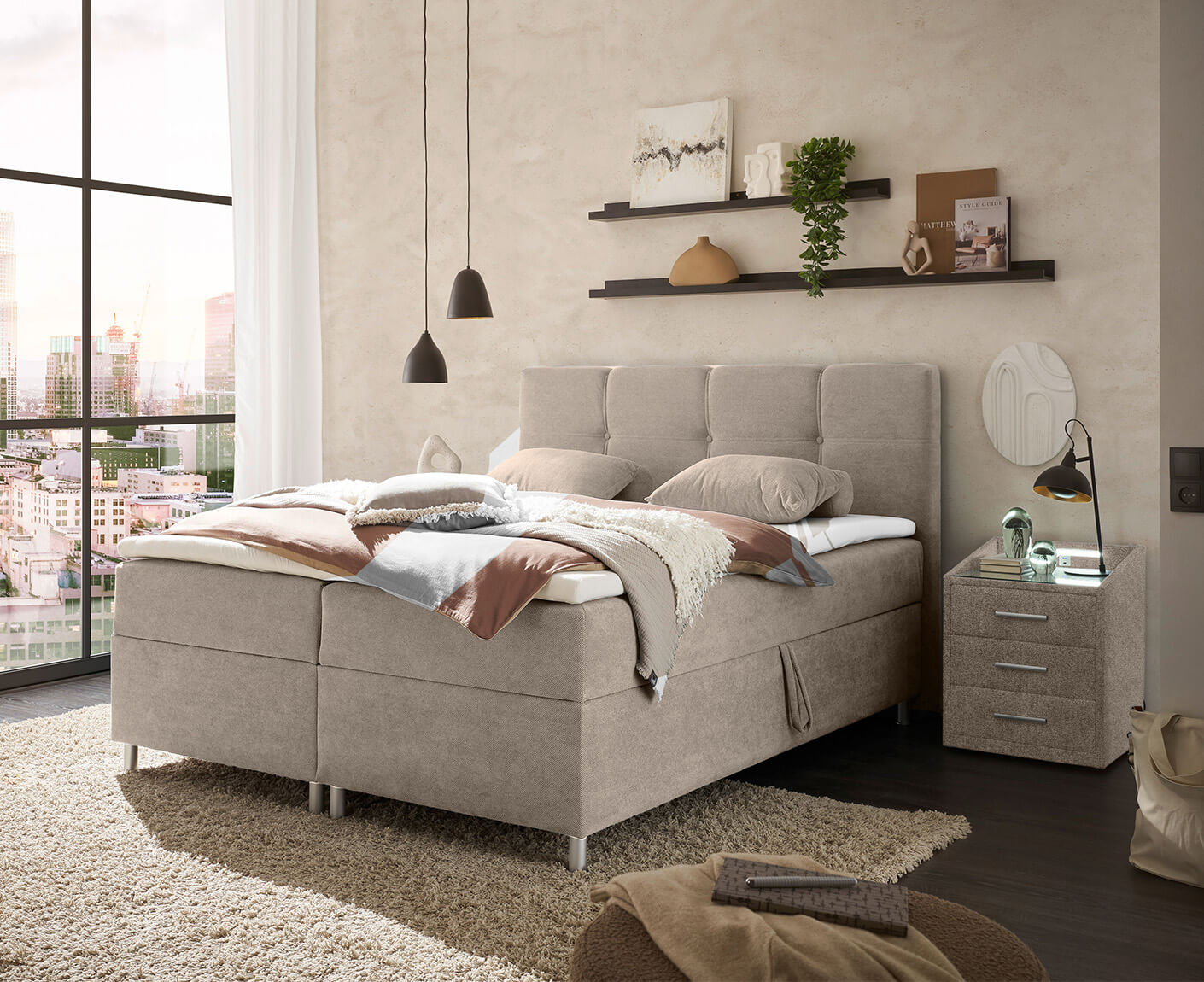 Brixton Boxbett / Polsterbett inkl. Bettkasten 160x200 - 180x200 cm