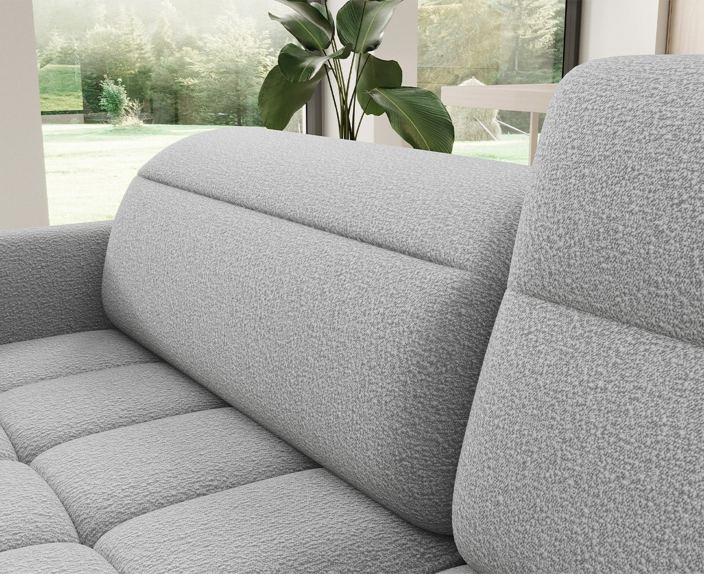 Barea Ecksofa 208x160 cm, mit Schlaffunktion und Bettkasten (Bouclé)