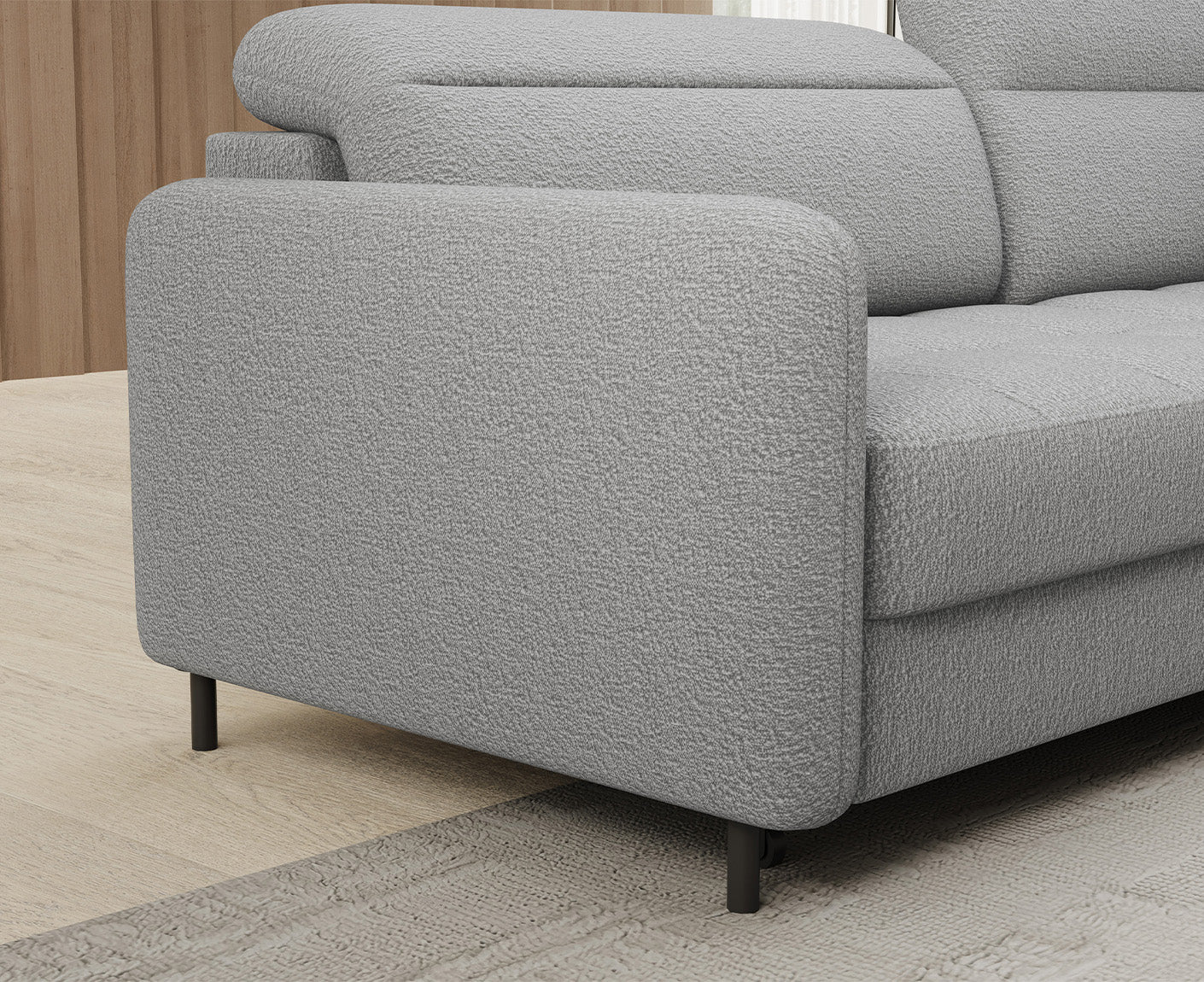 Barea Ecksofa 208x160 cm, mit Schlaffunktion und Bettkasten (Bouclé)