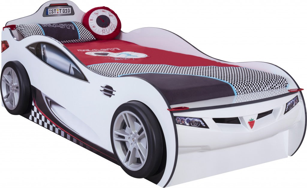 Cilek COUPE Autobett Kinderbett Bett Ausziehbett Rennfahrerbett Weiß