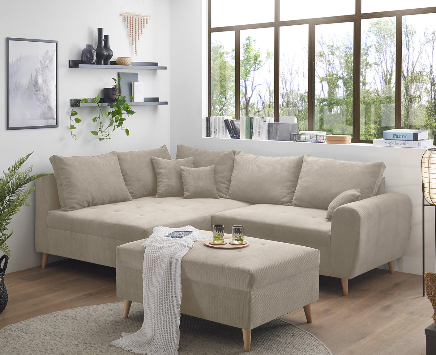 Calanda Ecksofa inkl. Hocker 249 x 175 cm (Cord)