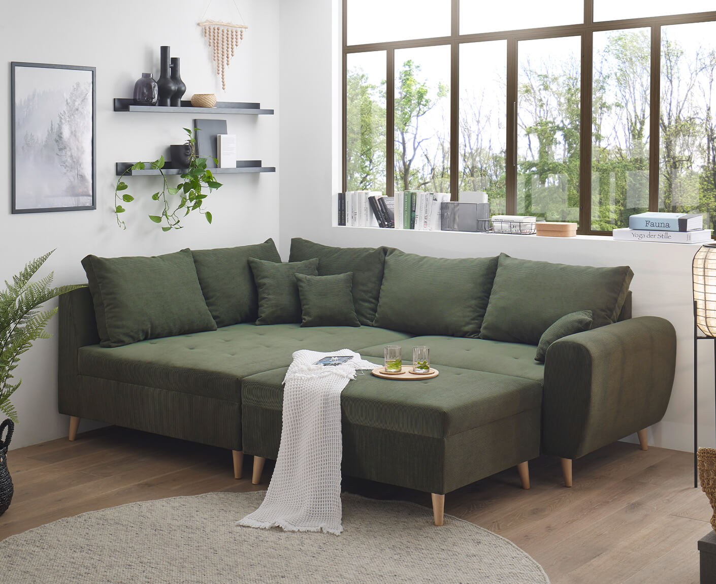 Calanda Ecksofa inkl. Hocker 249 x 175 cm (Cord)