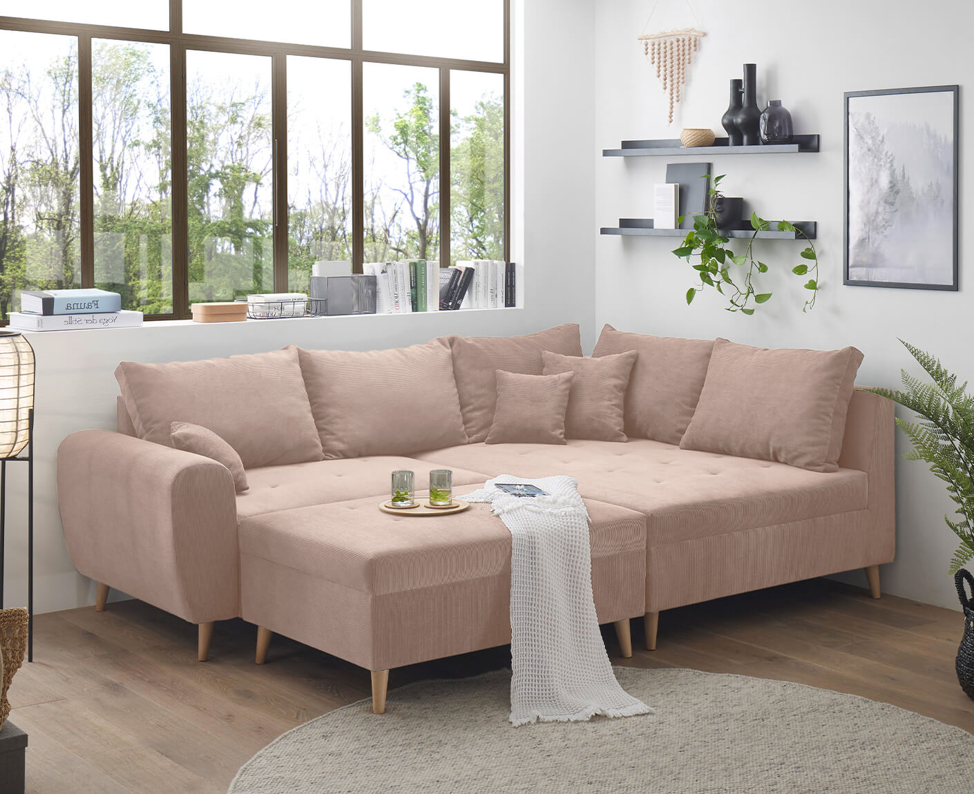 Calanda Ecksofa inkl. Hocker 249 x 175 cm (Cord)