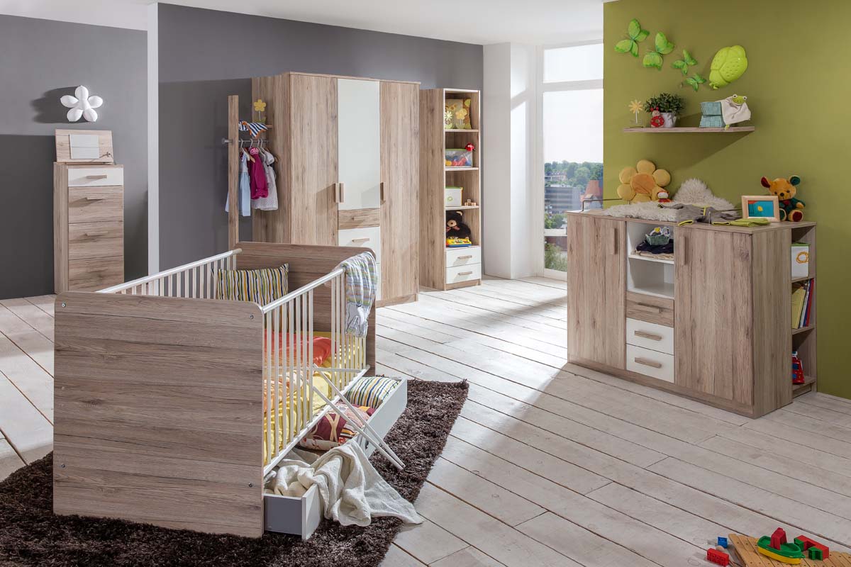 Cariba 3-türiger Kleiderschrank San Remo-Eiche / Weiß