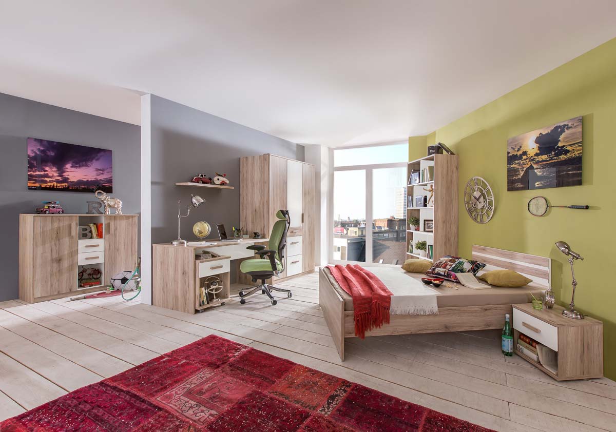 Cariba Bett 90-140 x 200 cm San Remo-Eiche / Weiß