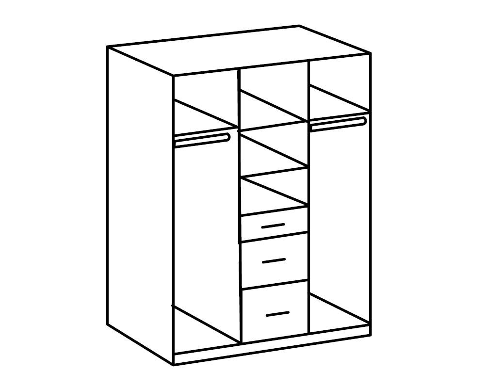 Cariba 3-türiger Kleiderschrank mit Spiegel San Remo-Eiche / Weiß