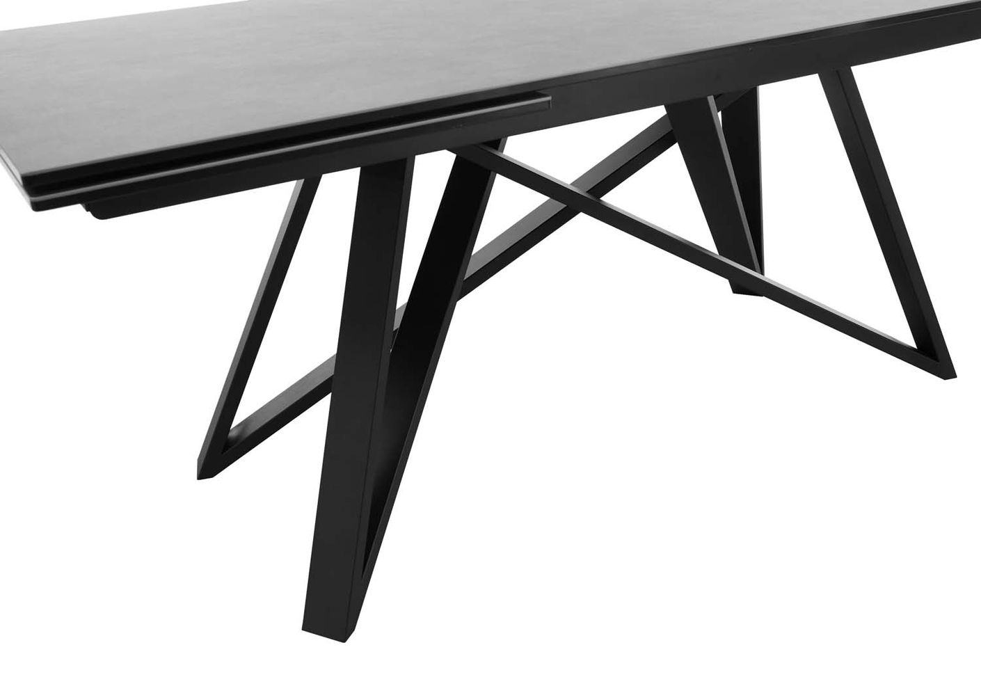 Charly Esstisch mit Glasplatte, ausziehbar 180-280 cm, Schwarz Matt