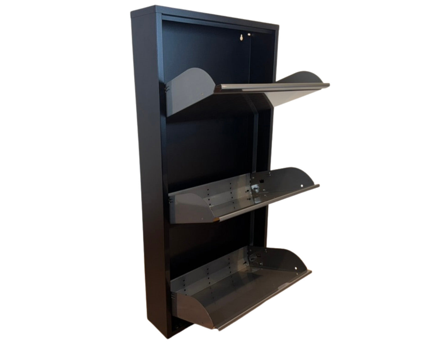 Clip Schuhschrank / Schuhkipper 3 Klappen Metall Schwarz / Geflext, montiert