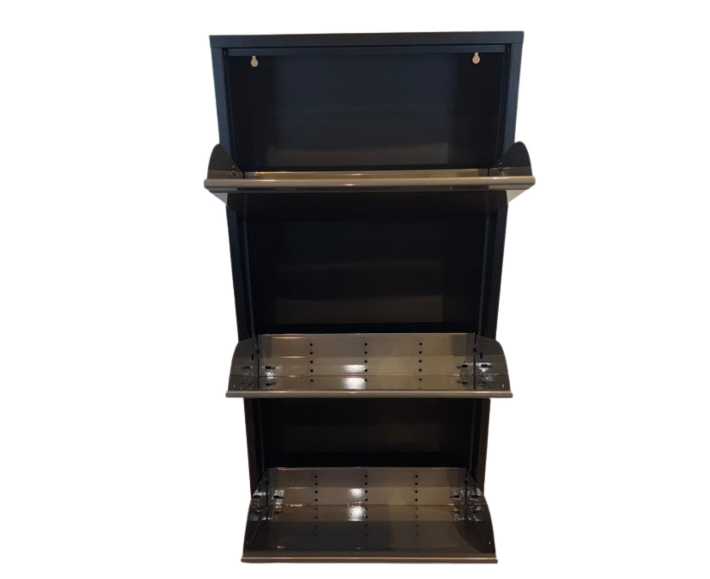 Clip Schuhschrank / Schuhkipper 3 Klappen Metall Schwarz / Geflext, montiert