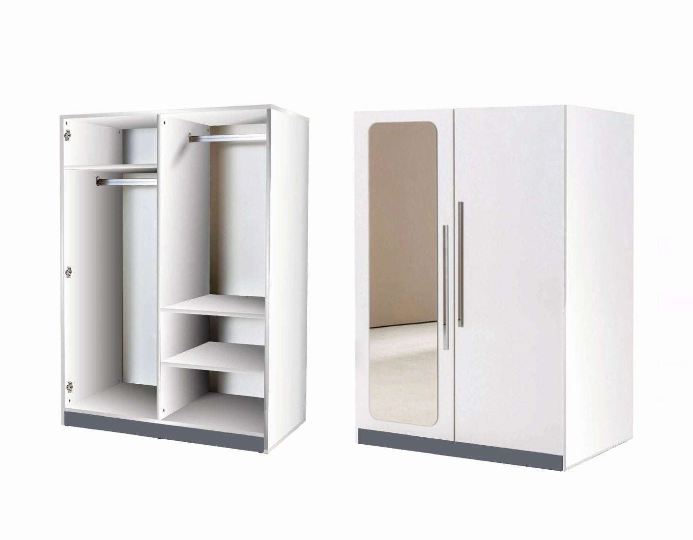 COMPACT Kleiderschrank Halbhochschrank 2 trg. mit Spiegel weiß