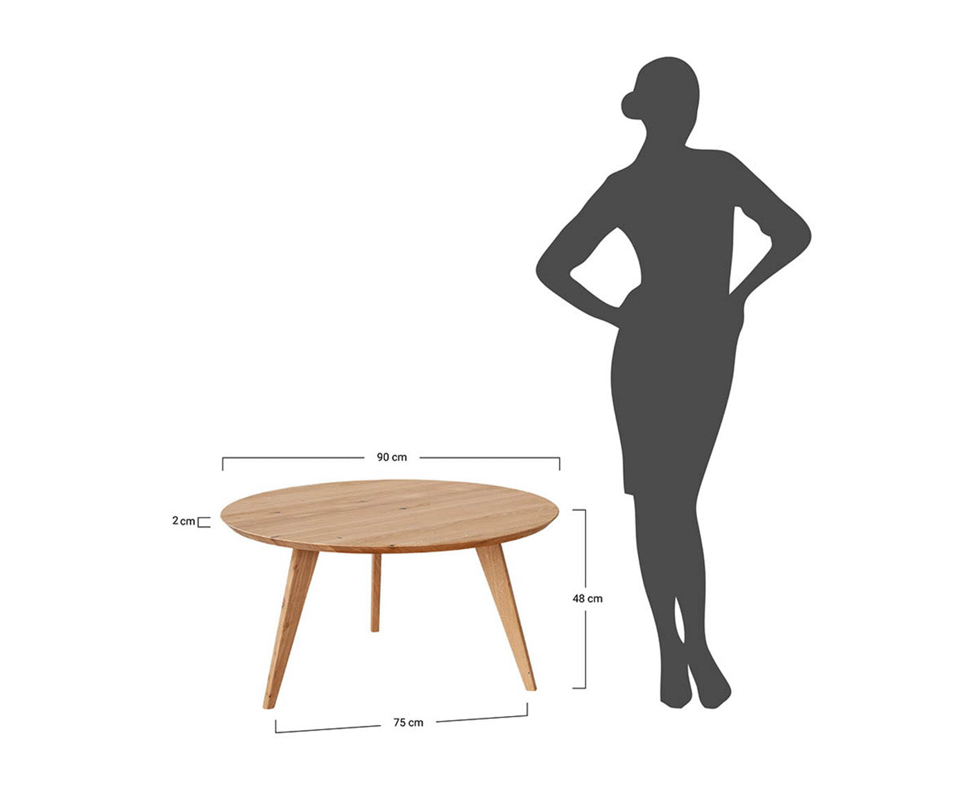 Orbetello Couchtisch Rund Ø 90 cm Massivholz, geölt