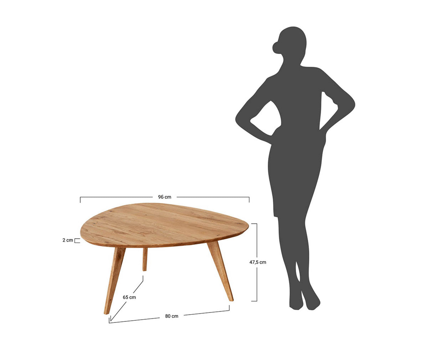 Orbetello Couchtisch Dreieckig 96x95 cm Massivholz, geölt