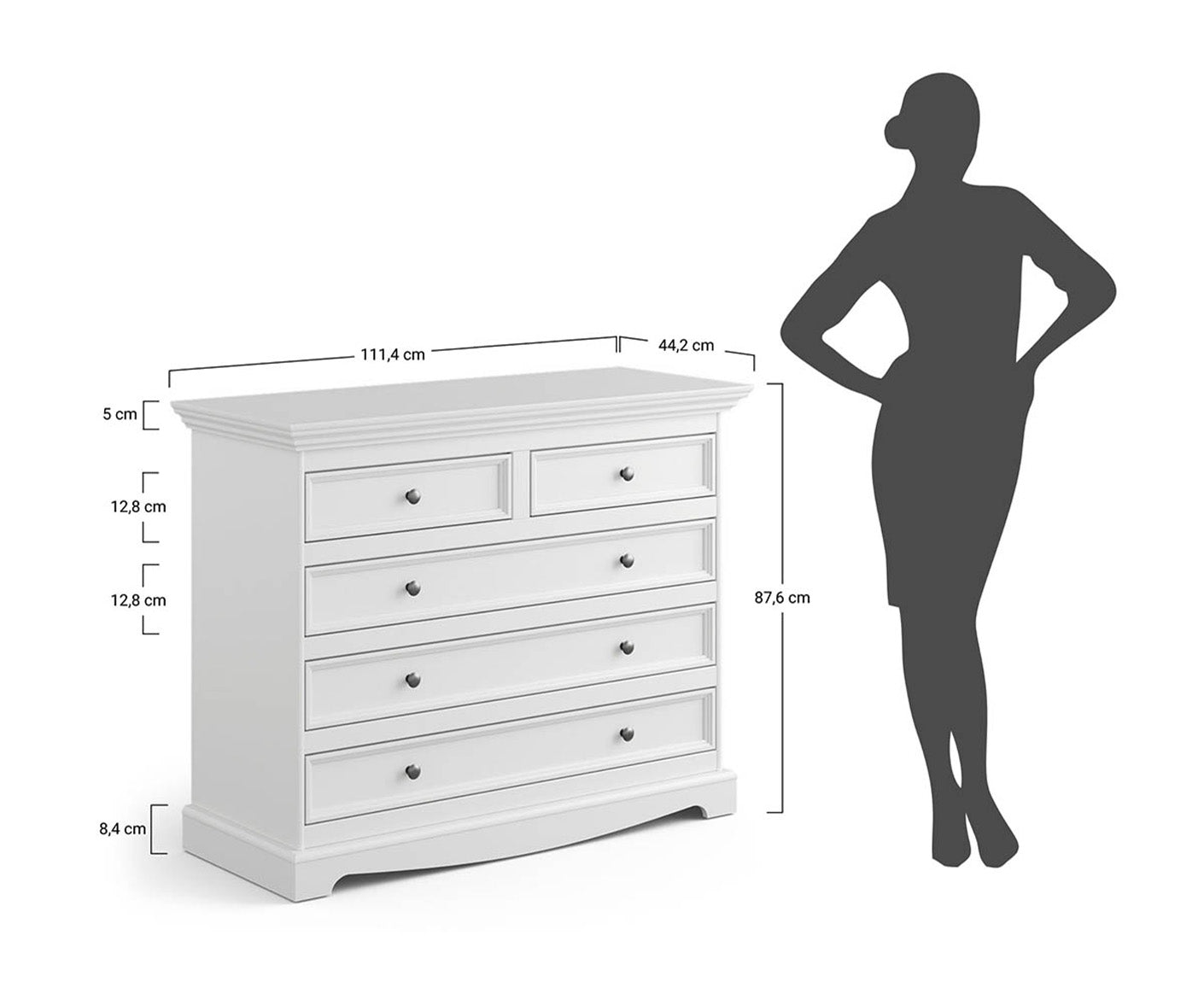 Belluno Elegante Kommode 112x88 cm Massivholz