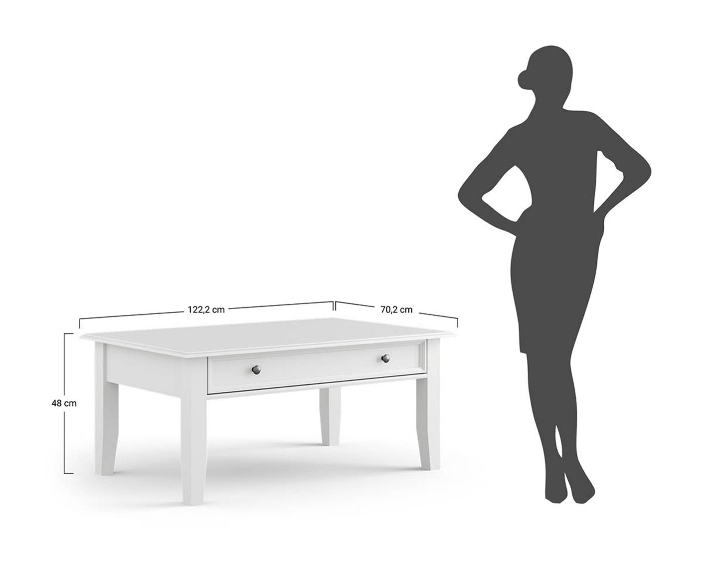 Belluno Elegante Couchtisch 122x71 cm Massivholz