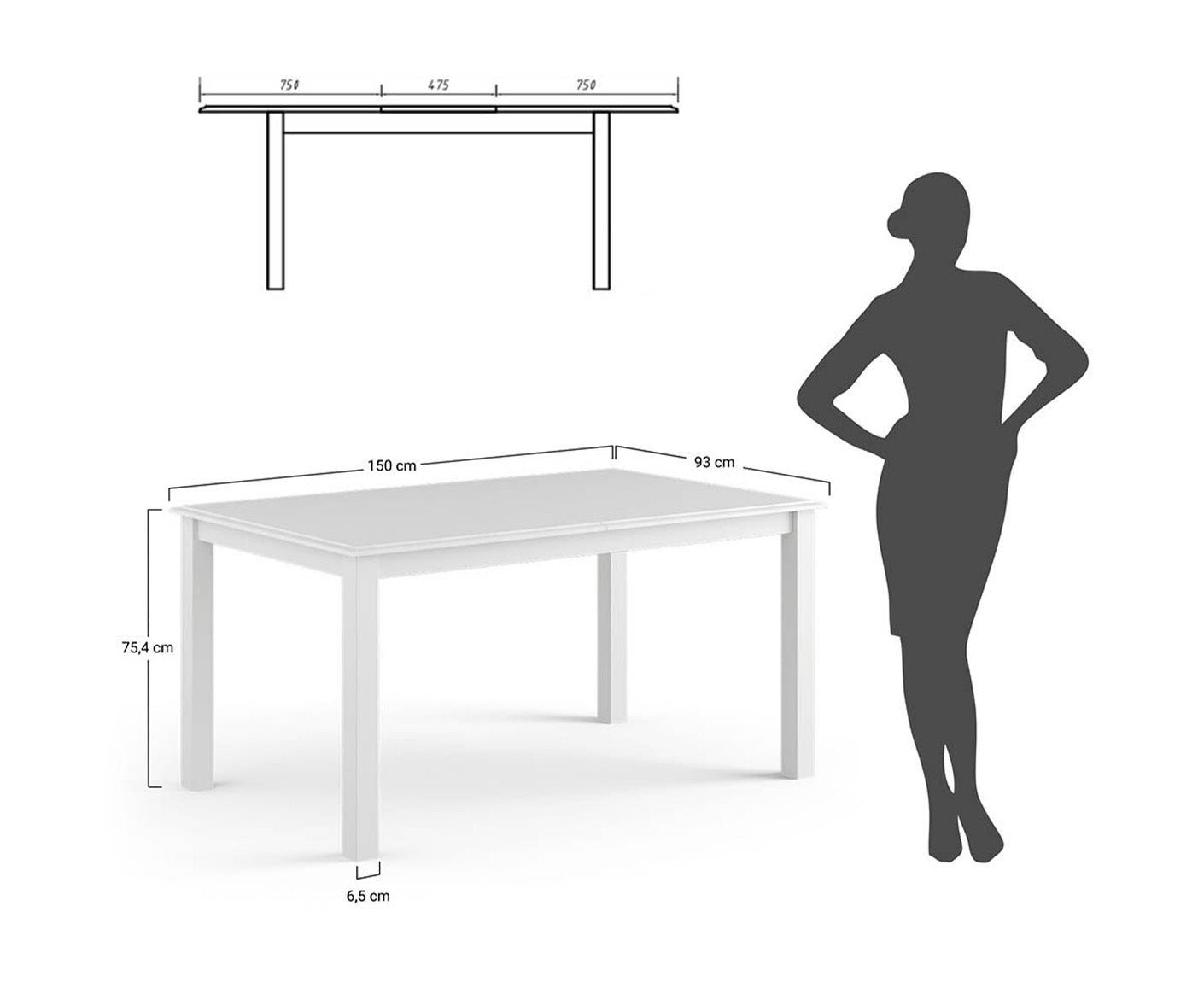 Belluno Elegante Esstisch Massivholz, ausziehbar