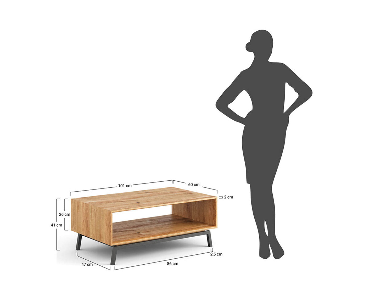 Modern Loft Couchtisch Massivholz Eiche geölt