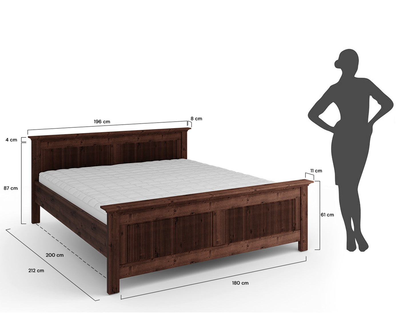 Rosella Doppelbett Massivholz Tabacco