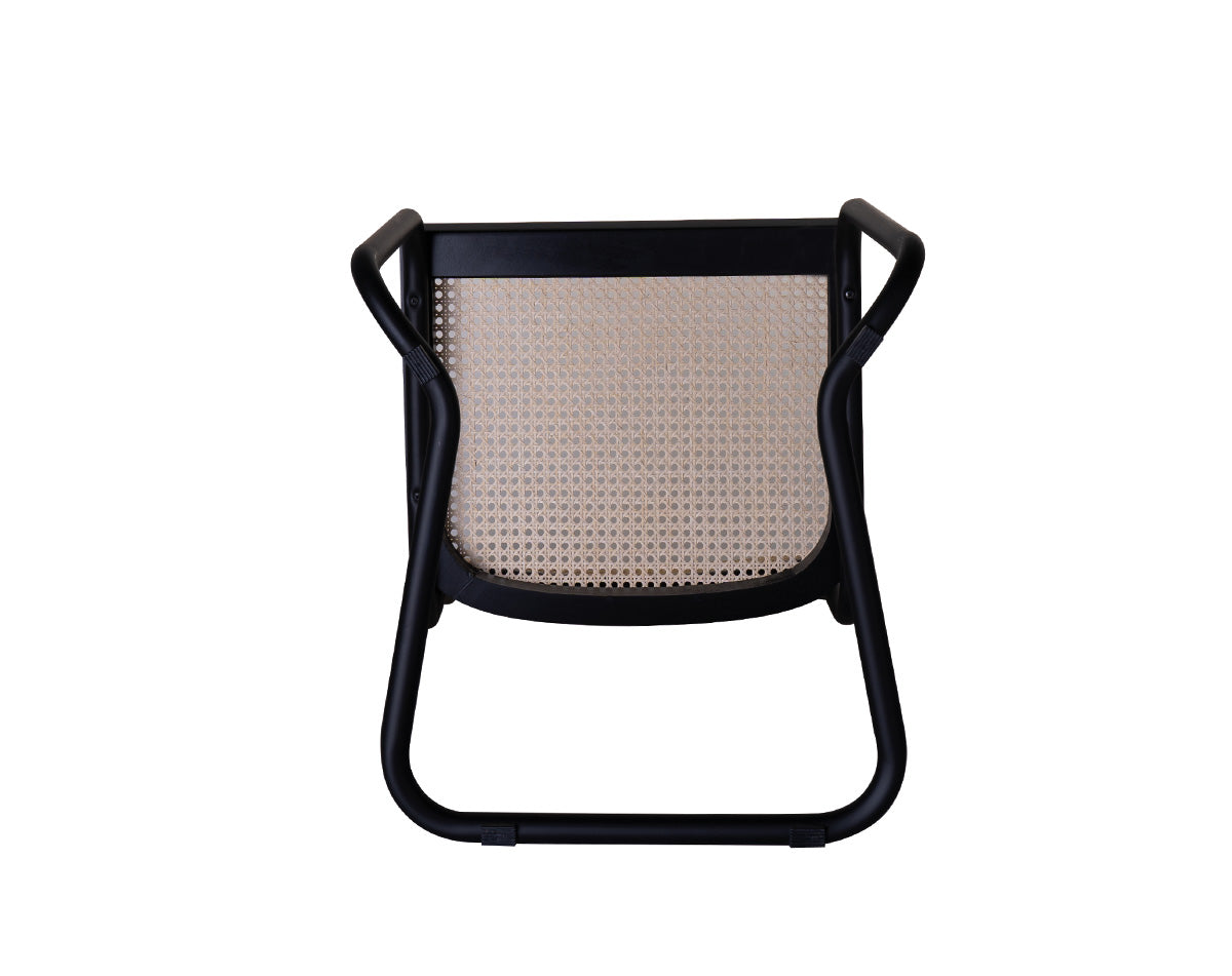 Holm Freischwinger 4er Set Schwarz lackiert - Naturgeflecht