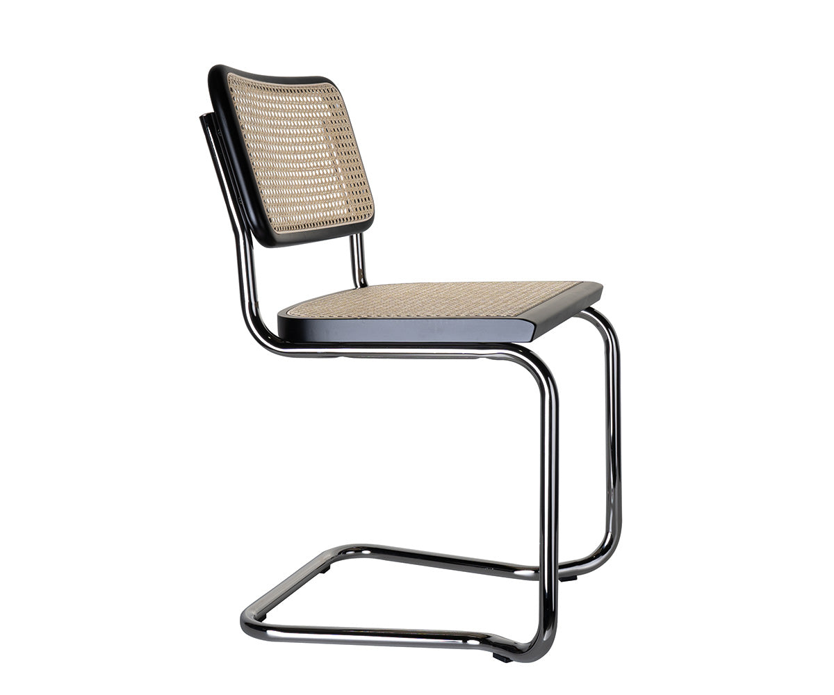 Holm Freischwinger 4er Set Chrom - Naturgeflecht / Schwarz