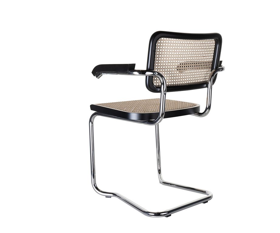 Togo Freischwinger 2er Set Chrom - Naturgeflecht / Schwarz