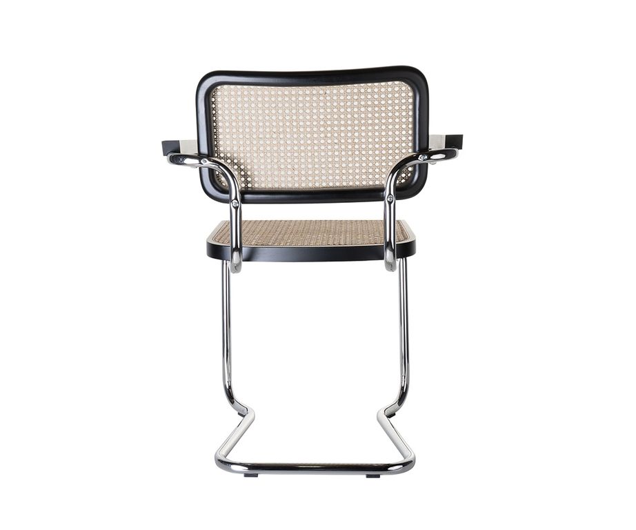 Togo Freischwinger 2er Set Chrom - Naturgeflecht / Schwarz