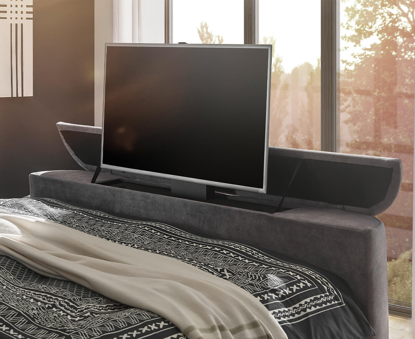 Dallas Boxspringbett 180x200 cm, inkl. Motor & motorisiertem TV-Lift