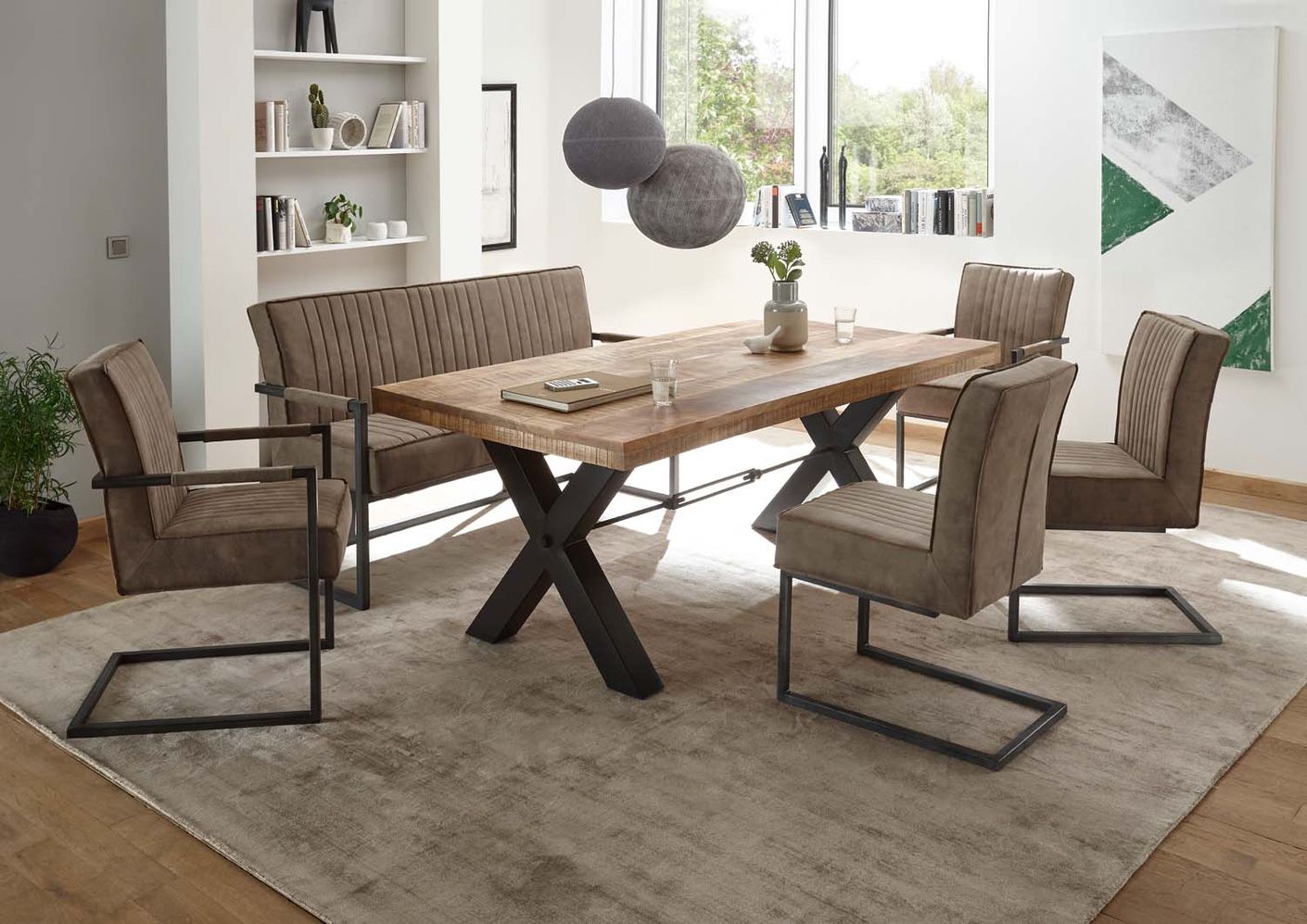 Linda Stuhl 2er-Set Freischwinger Microfaser Taupe