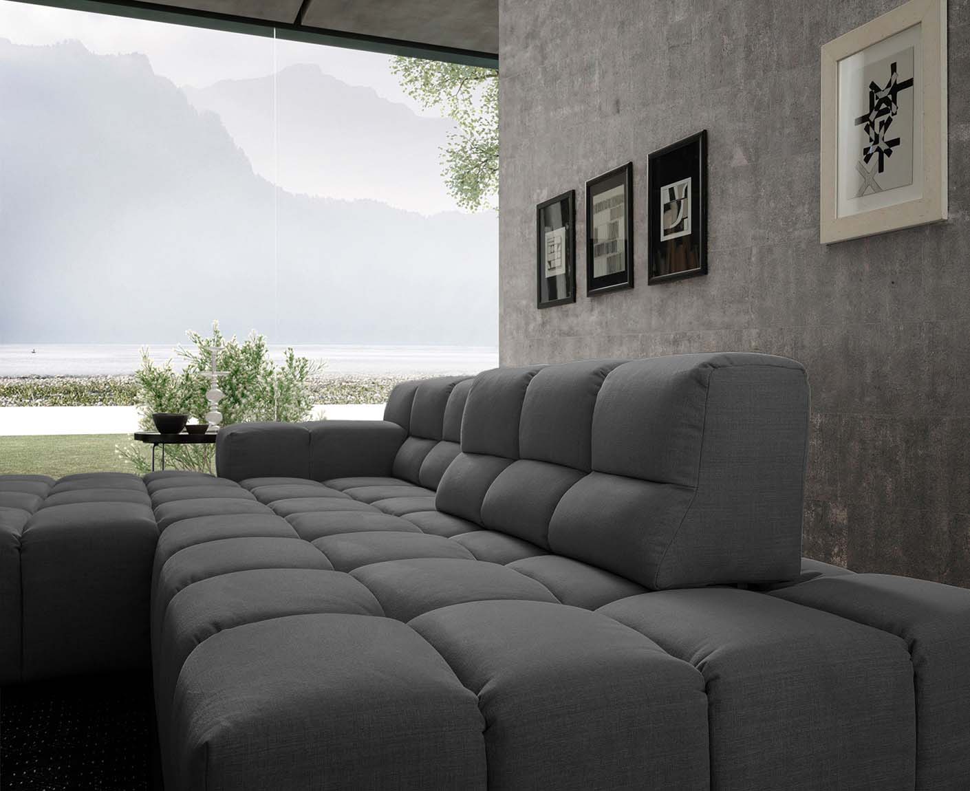 designwerk Temple Ecksofa | 286 x 169 cm| mit Rückenverstellung | Flachgewebe