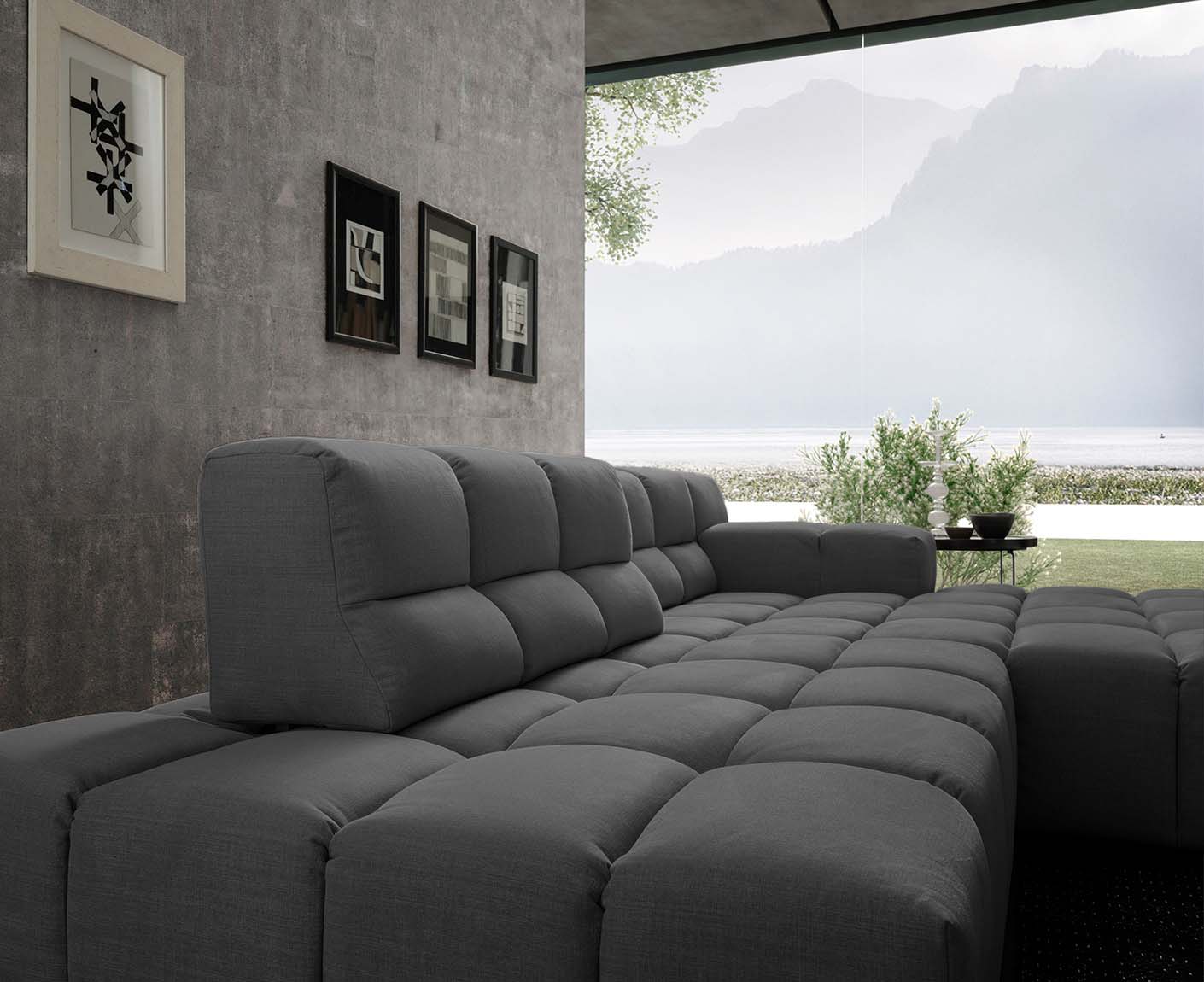 designwerk Temple Ecksofa | 286 x 169 cm| mit Rückenverstellung | Flachgewebe