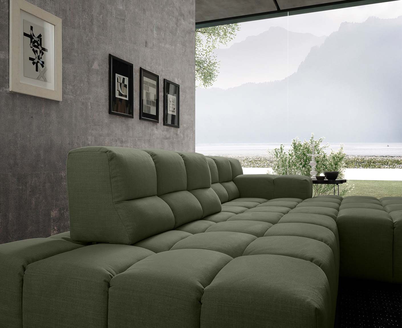 designwerk Temple Ecksofa | 286 x 169 cm| mit Rückenverstellung | Flachgewebe
