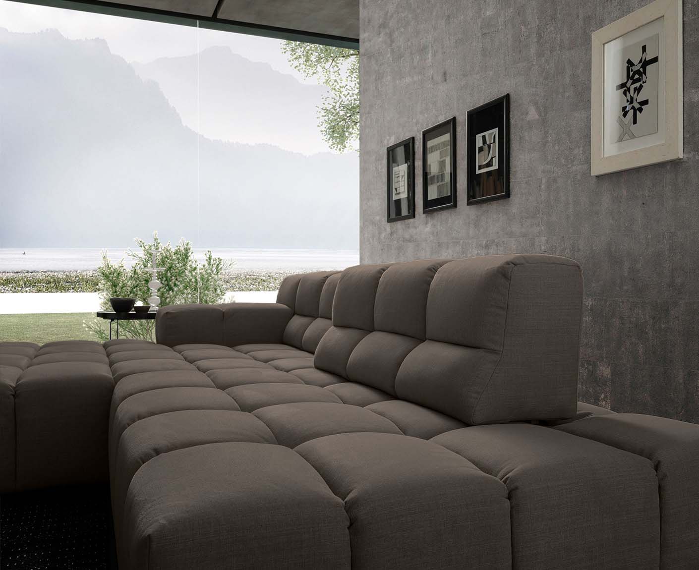 designwerk Temple Ecksofa | 286 x 169 cm| mit Rückenverstellung | Flachgewebe
